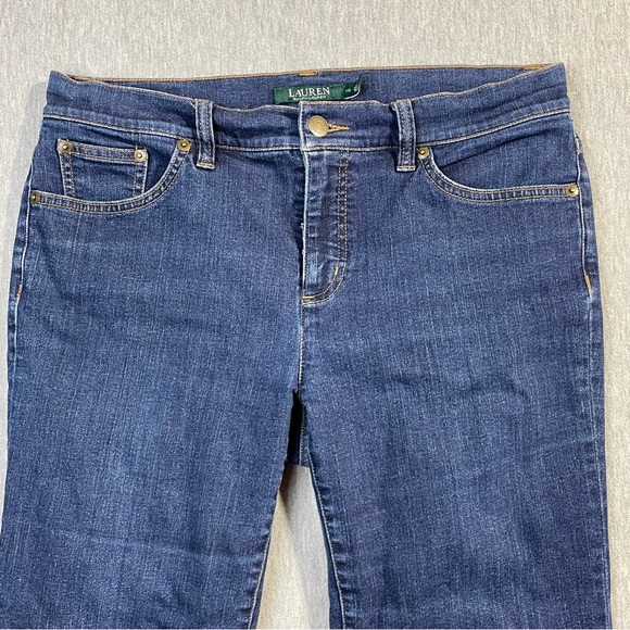 Lauren Ralph Lauren Women’s Jeans Size 10 Mid Rise Straight Leg Medium Wash Blue - Picture 2 of 12